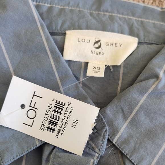 LOFT Lou & Grey Pajama Set in Blue and White Stripes 3 Pcs - Picture 7 of 11